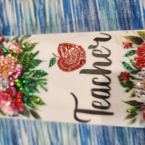 Teacher Themed Decorative Item with Floral and Apple Design